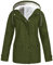 loobun Veste d'hiver imperméable pour femme en polaire chaude légère coupe-vent avec cordon de serrage à capuche - Couleur unie - Pour la course à pied, le cyclisme, la randonnée, #Vert kaki, M