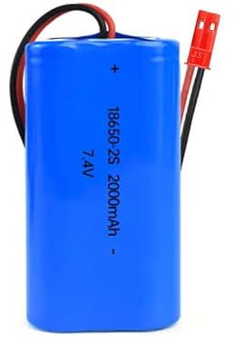 7.4V 2000mAh Li-ion Battery Pack RC Replacement Rechargeable Battery Pack Built-in 18650 * 2 Cell for Cars Airplane DIY, Fishing lights,Doorbell,Handheld Fan, Radio, Speakers, etc.