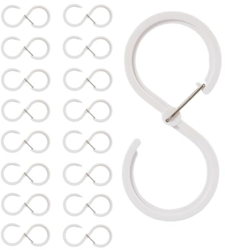 TAIOSNADJ 16 pcs S Hanging Hooks S Shaped Hanging Hooks White S Hook with Safety Buckle Design for Kitchen Bathroom Bedroom Office Pan Coat Bag Plants (White)