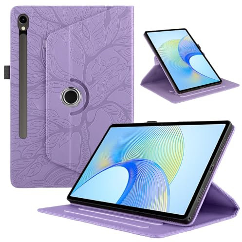 TEDTIKJT Coque pour Lenovo Tab 10.1 2025 TB-311FU TB-311XU Tablette Housse étuis PU Cuir 360°Rotatif Multi-Angle Stand Flip Protection pour Lenovo Tab 10.1 2025 Coque,Violette Arbres
