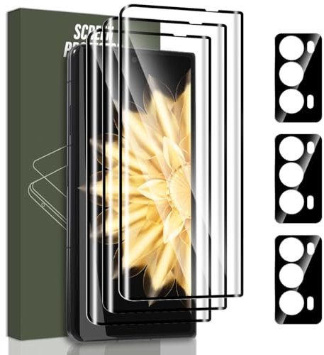 Jewloofa Vetro Temperato per Honor Magic V2 Pellicola Protettiva [3 Pezzi] e Pellicola Fotocamera [3 Pezzi], Durezza 9H/Anti-Impronte, Vetro Pellicola Protettiva per Honor Magic V2