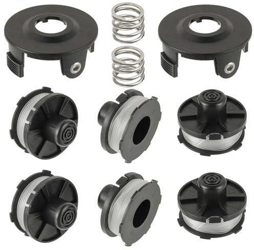 JAMHER 6 Stücke Fadenspulen für Makita 196146-9/195858-1, Länge 8m, Ø1,60mm für Rasentrimmer 18V DUR181Z, DUR181RF, DUR181 mit Spulenabdeckung(6 Spulen+2 Kappe+2 Frühling)