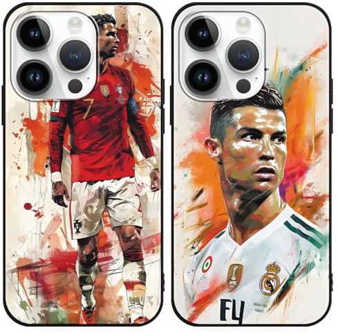 TBNMBGY 2 Stück Handyhülle für Apple iPhone 16 Pro Max Hülle 6.9, Fußball Legend Player Cool Mode Sport 7 Muster Case Weich Silikon Stoßfest Cover Schutzhülle für Fans, Idol