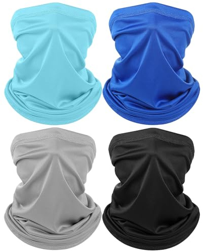 IHLOOTD Tour de Cou Anti UV Été 4 Pièces Multifonction Bandana Sans Couture, Bandeau Foulard Elastique Écharpe Tubulaire pour Femmes et Hommes, Sports de Plein Air, Camping, Entraînement