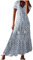 AEGJEGVD 2025 Robes Longue Femme Ete Fluide Robe de Plage Été Bohème Robe Fleurie Femmes Chic et Elegant d'Été A-Line Décontractée Imprimé Floral Maxi Robes Ample Respirant Boho Dress de Vacances