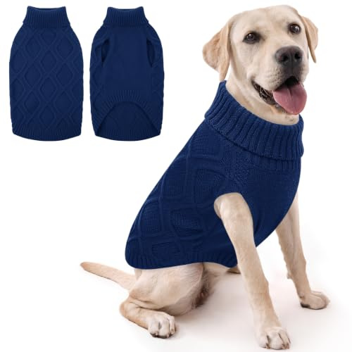 KONVINIT Pullover für Hunde - Ärmelloser Hundepullover Rollkragen Winter XL