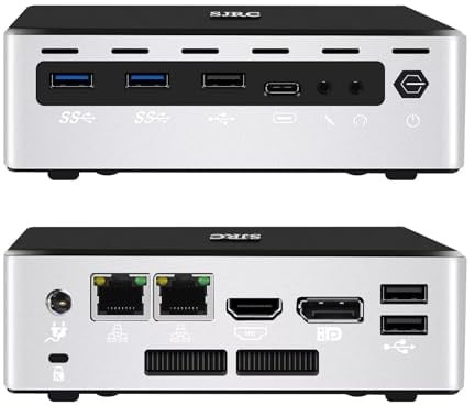 SJRC Office Mini PC N150, Micro Desktop Computer 2 x i226V 2.5GbE LAN, Barebone NO RAM/SSD/OS, HD2.0 + DP2.1 + USB-C Triple Display, Support Win/Linux, WiFi6 + BT5.2