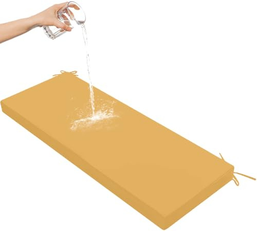 Generisch Bankauflage wasserdichte, 3CM Dicke Sitzkissen Outdoor & Indoor Rutschfestes Waschbare Sitzpolster Sitzauflage fur Banke Kissenauflage Küchenbank Gardenbank,Gelb,90X50X3CM