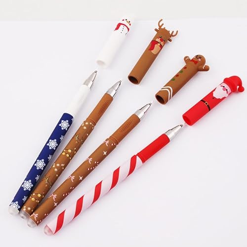Klortecer 4 Pack Christmas Radierbarer Kugelschreiber Weihnachten 2025 (Santa/Reindeer), Thermal Pen, Fun Supplies & Gifts (4)