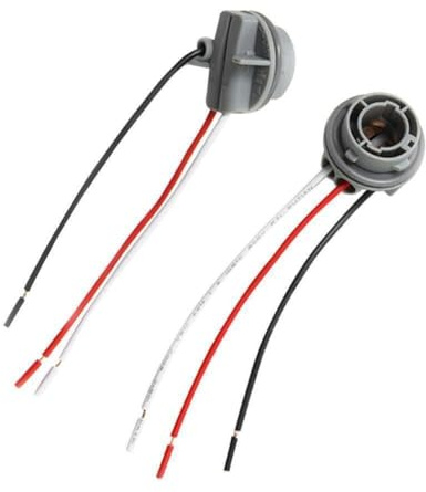 SageFurned 2 Stück 1157 Auto Lampenfassung Lampenfassung Adapter mit LED Verkabelung Anschluss für 12V Fahrzeuge, Kunststoff + Kupferkonstruktion, vorverdrahtete Fassung für Automobillampen