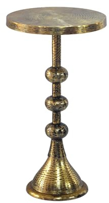 FineBuy Beistelltisch Rund 30x30x56 cm Aluminium Gold, Orientalisch
