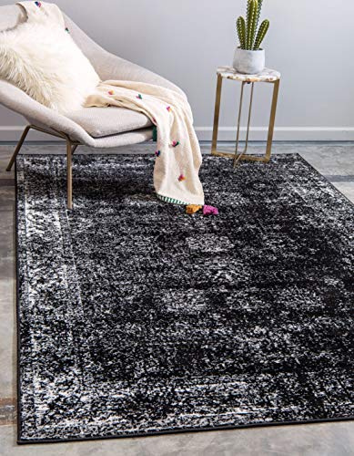 Unique Loom Sofia Collection Area Rug - Casino (9' x 12' Rectangle, Black/ Ivory)
