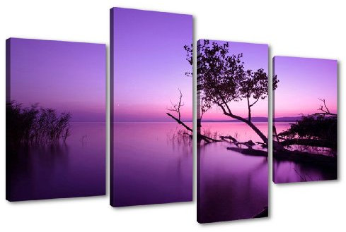 130 x 80 cm Bild auf Leinwand lila See 6177-SCT deutsche Marke und Lager - Die Bilder/das Wandbild/der Kunstdruck ist fertig gerahmt