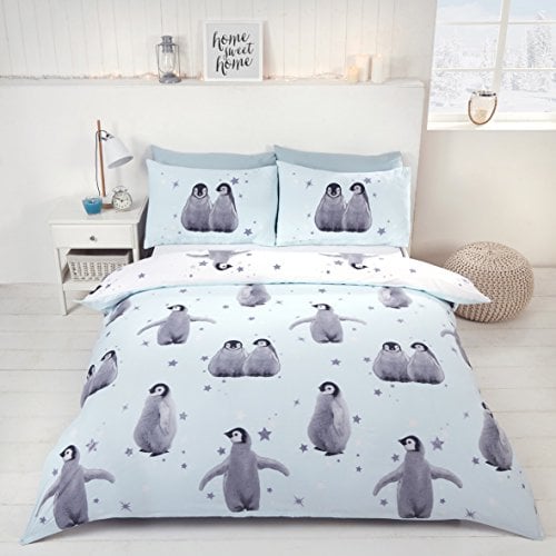 Rapport Bettbezug-Set mit Pinguin-Muster, Ice, Doppelbett