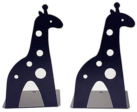 Serre-livres en métal antidérapant en forme de girafe pour enfants, motif dessin animé, 21 cm, pour bibliothèque, école, bureau, maison, étude, cadeau (noir)
