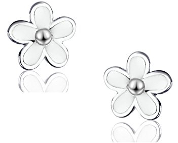 SLUYNZ 925 Sterling Silber kleine Gänseblümchen Ohrstecker für Damen zierliche Blumen Ohrstecker Ohrringe (A-Silber)