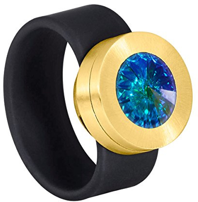 Heideman Ring Colori Damen Wechselstein Zirkonia weiß Edelstahl | Colori Wechselring Gold, schwarzes Band, Edelstahl-Fassung, Zirkonia & Perle austauschbar, Damen, nickelfrei, Geschenk
