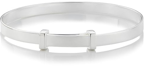Molly B London Pulsera de plata de ley para bebé, pulsera de bautizo, joyería para bebé, recuerdo de bebé, regalo de cumpleaños, Talla única, Plata