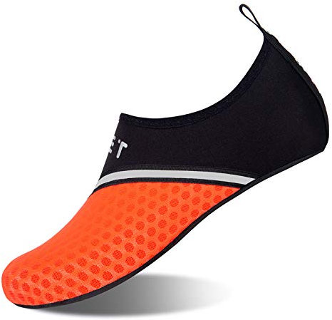 Barefoot Water Shoes Aqua Spotrs Socks Quick-Dry Beach Swim Snorkeling Surf Diving Pool Yoga Shoes for Mens Womens (Beveled Orange, 12.5/13UK)