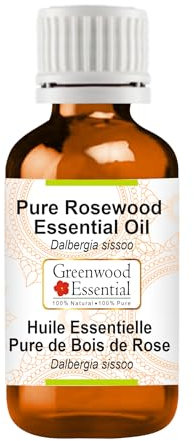 Greenwood Essential Puro Olio essenziale di Legno di Rosa (Dalbergia sissoo) distillato a vapore 15ml (0.50 oz)