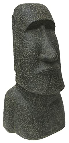 STONE art & more Moai Osterinsel Kopf Statue 120cm Steinfigur Steinguss frostfest Garten Deko Figur schwarz antik