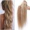 SEGO Ponytail Extension Echthaar Pferdeschwanz Zopf Clip in Haarteil Haarverlängerung 100% Remy Haar mit Klammer Weissbraun/Hellblond #12p613 18(45cm)-115g