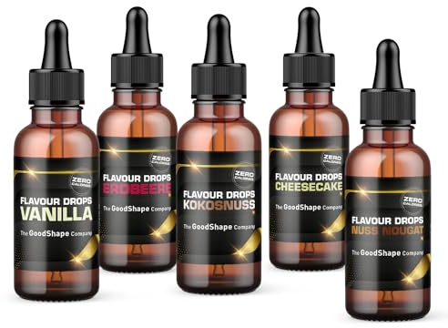 Mix-Box | Flavour Drops zuckerfrei (Set, 5x 50ml) Geschmacks Tropfen OHNE KALORIEN zum Süßen mit Pipette - 5 tolle Geschmackssorten im Vorteilspack - vegan - Für Naturjoghurt, Porridge oder Quark