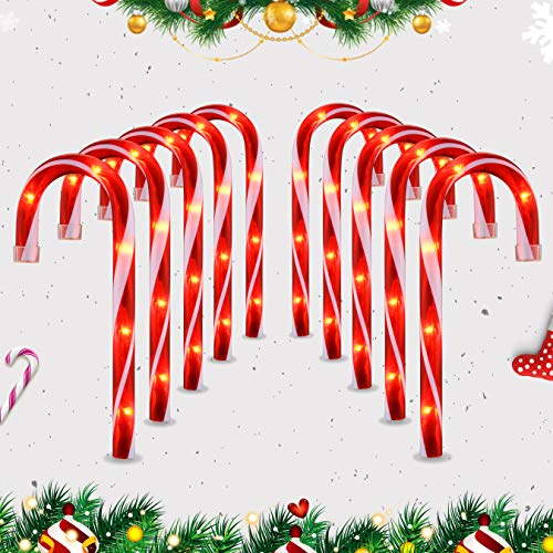 Zuckerstangen-Lichter für Landschaftsdekoration, 25,4 cm, Rot/Weiß, 10 Stück