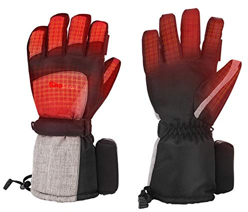 Beheizte Handschuhe, elektrisch, wiederaufladbar, mit 3 Heizmodi, beheizter Handschuh, Handwärmer für Frauen und Männer, Thermo-Handschuhe mit Akku 4800 mAh, 3,7 V Type-C, Unisex (Schwarz + Grau, M)