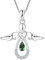 FJ Damen Kette Schutzengel Anhänger Halskette 925 Sterling Silber Engel Kette Smaragd Mai Geburtsstein Halskette Schmuck Geschenke für Frauen Mädchen