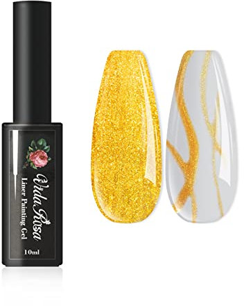 VidaRosa Gel Nail Liner Polish Pen UV LED Painting Gel Polish Set for 3D Nail Art DIY Nail Design Pull Line Pen Nail Drawing, Nail Painting Polish for Manicure Salon, 10ML, Metallic Gold