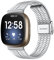 Ginamart Edelstahlarmband Kompatibel Mit Fitbit Versa 3/Sense, Metall Ersatz Uhrenarmband für Damen und Herren (Silber 02)