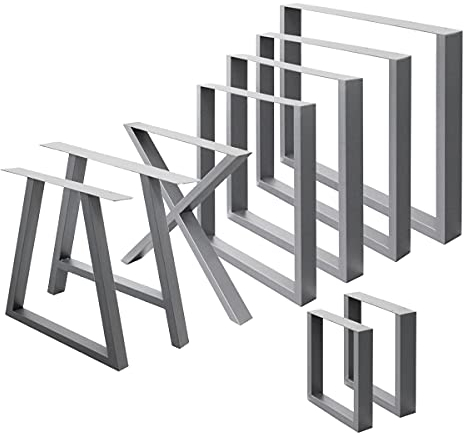 ECD Germany 2X Conjunto de Patas de Mesa 30x43 cm Perfiles Cuadrados de Acero con Recubrimiento en Polvo Gris Base de Muebles Soportes para Mesas de Café Comedor Oficina Escritorio Auxiliares