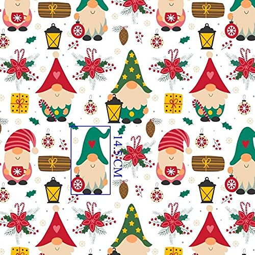 11,99€/m 100x160cm 100% Baumwolle Weihnachten Baumwollstoff Kinder Meterware Handwerken Nähen Stoff (Wichtel Geschenk Laterne Weiß, 100 x 160 cm)