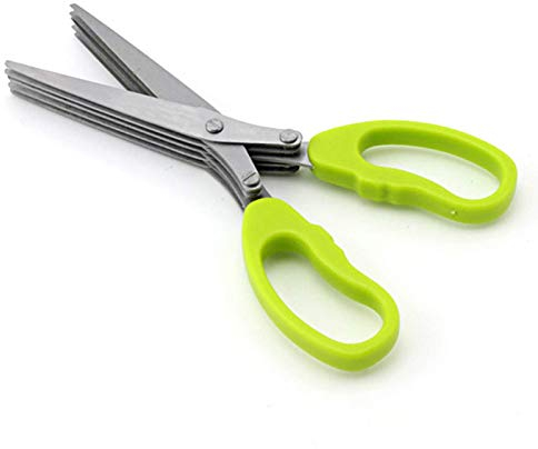 Aretis Ciseaux de Cuisine, Acier Inoxydable, hachage et déchiquetage d'herbes Polyvalents avec 5 Lames et Couvercle avec Peigne de Nettoyage Facile à Transporter pour la Maison et Les Voyages