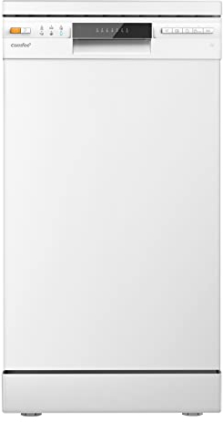 COMFEE' Slimline Freestanding Dishwasher FD934B-W with 9 place settings, Cloud Wash, Delay Start, Half Load Function, Flexible Racks - White
