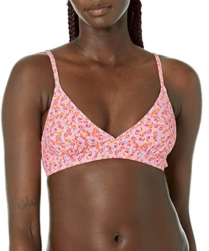 Amazon Essentials Haut de Maillot de Bain Bikini Classique Soutien Léger Femme, Pêche Pâle Micro-Fleuri, 48