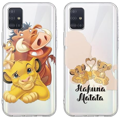 [2 Stück] Handyhülle für Samsung Galaxy A51/M40S 4G Hülle 6,5,Weich TPU Silikon Transparent Case Karikatur Niedlich Lion Motiv Muster Stoßfest Schutzhülle Kompatibel mit Samsung A51,02