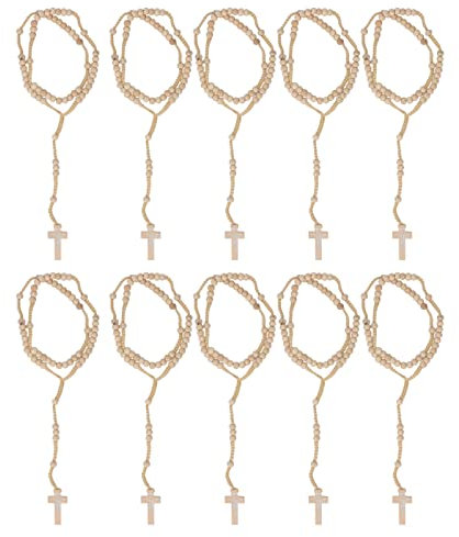 10 Stück Holz Rosenkranz auf 10 Stück Holz Rosenkranz Jesus Holz Rosenkranz Perlen Impressum Katholischen Unisex Stil Holzperlen Kreuz Rosenkranz Halskette Schmuck für Männer