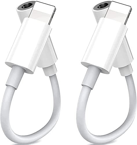 【2 Pack】 Adaptador de auriculares para iPhone Adaptador a Jack de 3,5 mm【Certificación MFI】 A Audio Convertidor de auriculares Compatible para iPhone 13/12/11/XS/X/8 Plus/7 Plus para sistemas iOS