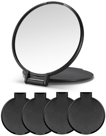 Qislee Compact Mirror Bulk, Round Makeup Mirror for Purse, Set of 4 (Black)