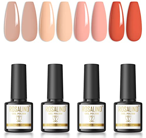 ROSALIND Uv Nagellack Pink Rosa Nude Rot UV LED Gel Nagellack 8ml Shellac Nagellack Gelnagellack Für UV Lampe Nail Polish FüR Gel-Nageldesigns Nagelstudio 4 Farben