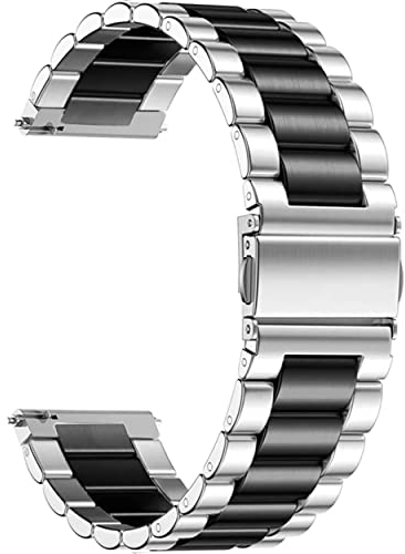 Blueshaweu Unisex Edelstahl Schnellspanner Uhrenarmband für 16mm 18mm 19mm 20mm 22mm 24mm Uhr (18mm, Silber-schwarz)