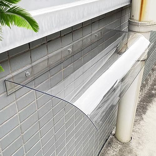 KGUDYS Vordach Für Tür Und Fenster,40/60/80/90/100/140/180/200cm Rpultbogenvordach,Außen Garten Polycarbonat Markise,Uv-Schutz/Geräuschlos,100% Transparent Vordach,50x170cm/20x67in