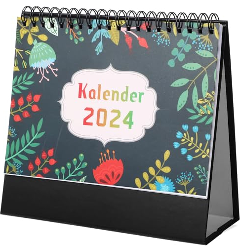NUOBESTY 2024 Tischkalender Stehend Flip-Desktop Deutscher Kalender Jan. 2024 Bis Dez. 2024 12-Monats-Kalender Mini-Tagesplan Memorandenplaner Für Das Heimbüro Die Schule