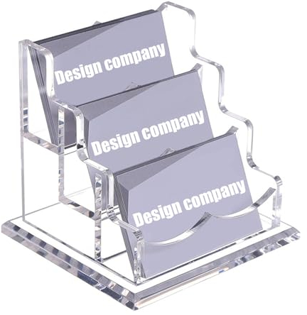 Realand Acryl-Visitenkartenhalter, Schreibtisch, transparenter Desktop-Visitenkarten-Präsentationsständer mit dickem Boden, Namenskarten-Organizer für Büro, Ausstellung, 3 Fächer, 1 Packung