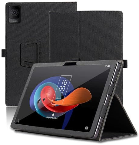 Funda para TCL Tab 10 Gen 2, 10.4 Inch, TCL Tab 10 Gen 2 Tablet Funda, Funda Protectora Plegable con Soporte para Lápiz y Correa para la Muñeca, Protección Total. (Negro)
