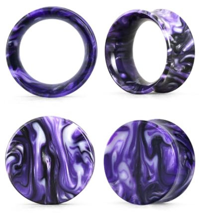 COOEAR Ohrstöpsel Tunnel Piercing Messgeräte für Ohren, Doppel ausgestellte Expander Bahren, 2 Paar bunte Acryl Ohrringe 2G.