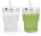Kleemeiero 2 PCS Vaso de Vidrio Con Tapa y Pajita, 400ml Acanalado a Prueba de Fugas Para Agua, Jugo, Café