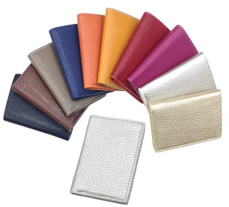 LOLUNA® Porte-Cartes en Cuir, pour Billets, Carte de crédit, Visites et Fidelités pour Femme et Homme - Argent